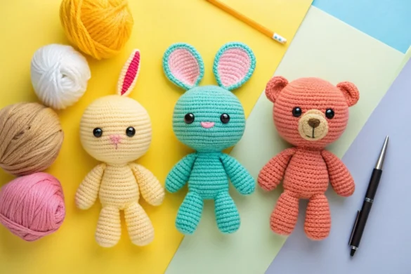How to read an amigurumi pattern with toys, yarn, and tools