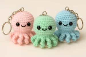 Amigurumi Molly the Octopus Tutorial – Free Pattern & Easy Instructions Molly the Octopus crochet doll with a smiling face and curled tentacles