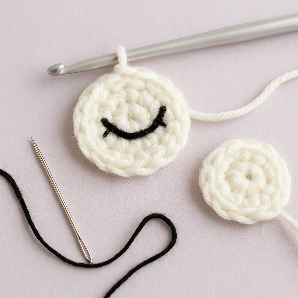 Embroidered sleepy owl eyes from amigurumi owl free pattern