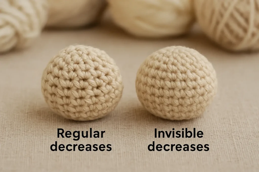 Regular vs invisible decrease crochet comparison