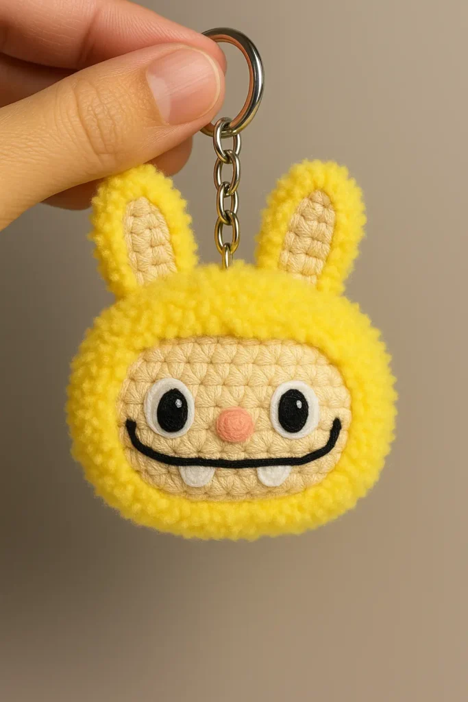 Final Labubu amigurumi keychain with chain