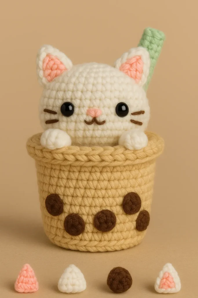 assembling boba cat amigurumi free pattern