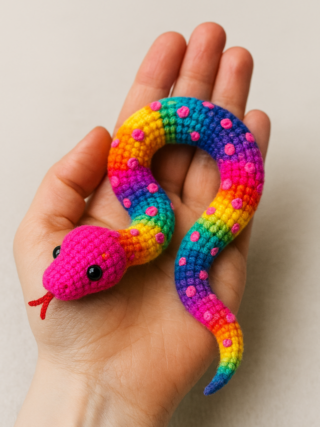 Rainbow Snake Crochet Pattern – Free & No-Sew Amigurumi Tutorial