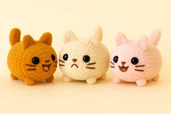 finished loaf cat crochet pattern plushie held in hand