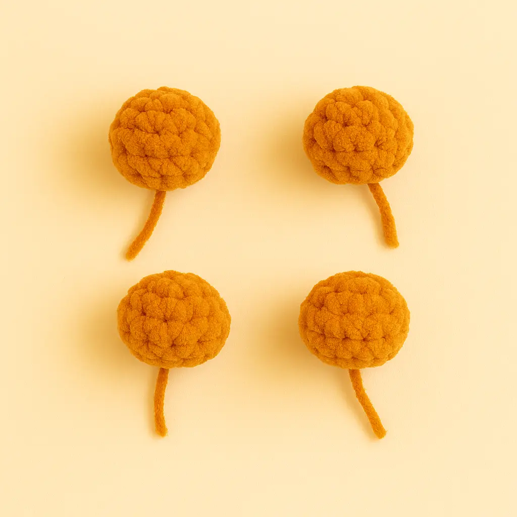 crochet cat feet pieces for loaf cat pattern in soft yarn