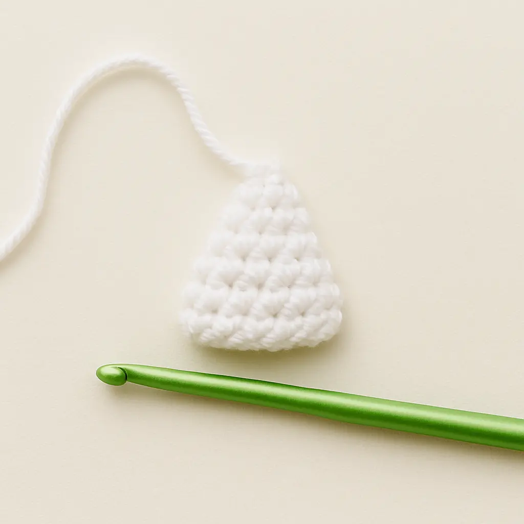 white top section of crochet pattern for candy corn using magic ring