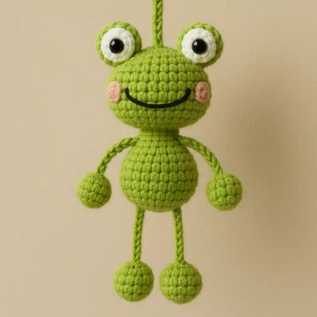 crochet frog keychain green plush amigurumi