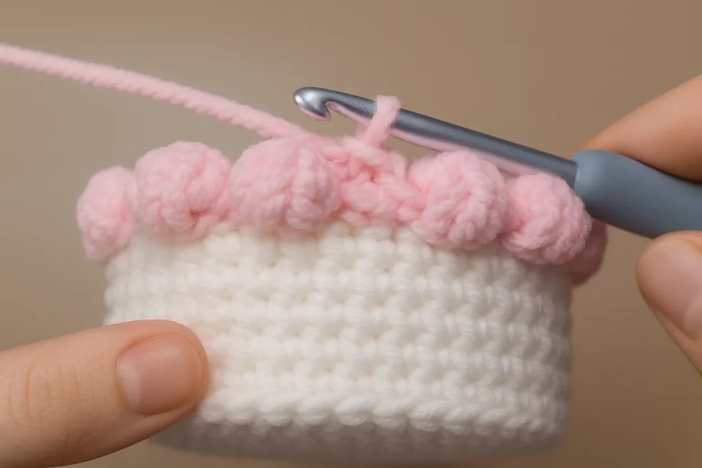 crochet mini cake amigurumi cream frill step