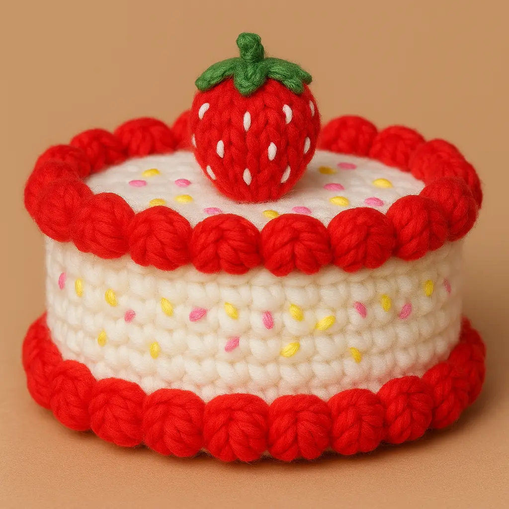 crochet mini strawberry cake amigurumi