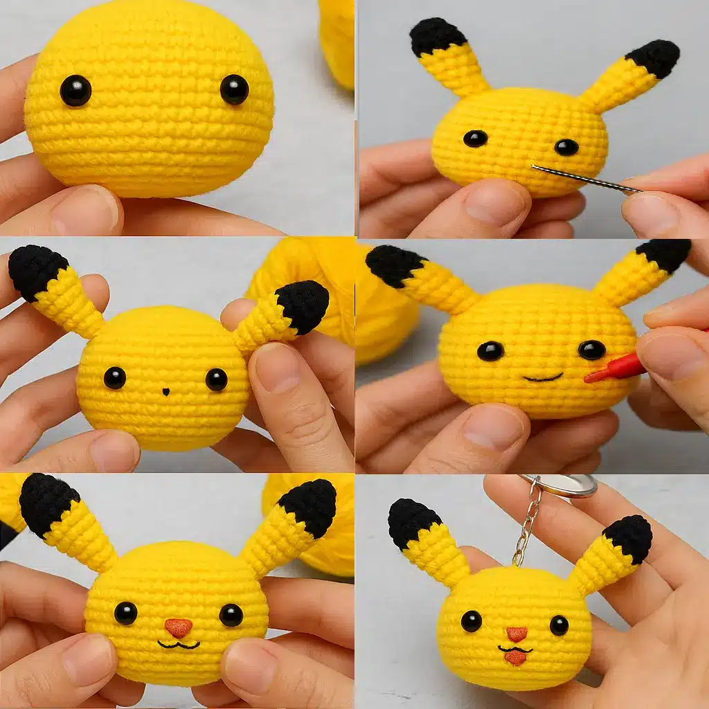 Step-by-step crochet Pikachu pattern tutorial free