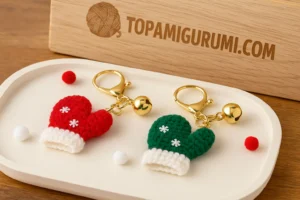Free Crochet Mitten Ornament Pattern – Easy Mini Christmas Mittens free crochet mitten ornament pattern red and green keychains