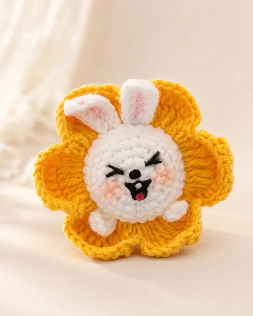 Finished Bunny in a Flower Crochet Pattern