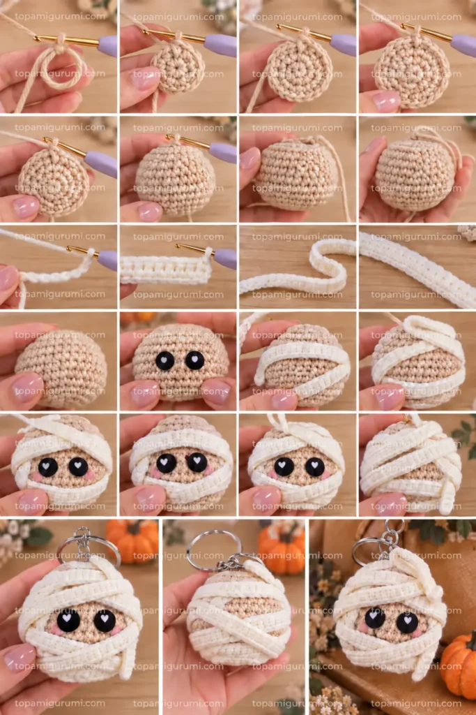 Mini Mummy Crochet Pattern step-by-step tutorial